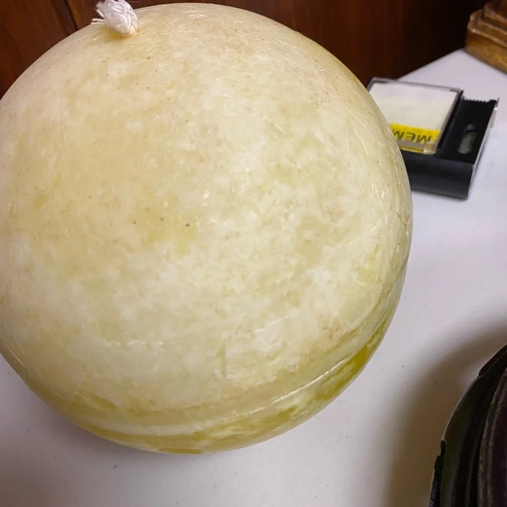 Marble Lemon Pattern unscented Big Ball candle 7”